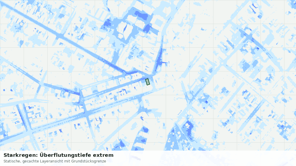 Statische Kartenansicht: Starkregen: Überflutungstiefe extrem