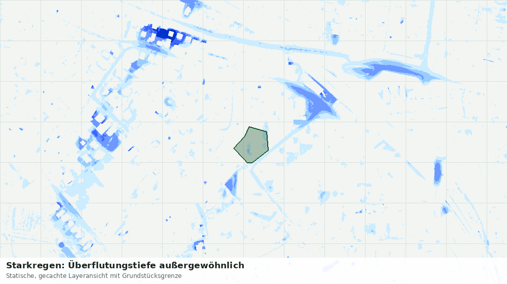 Statische Kartenansicht: Starkregen: Überflutungstiefe außergewöhnlich