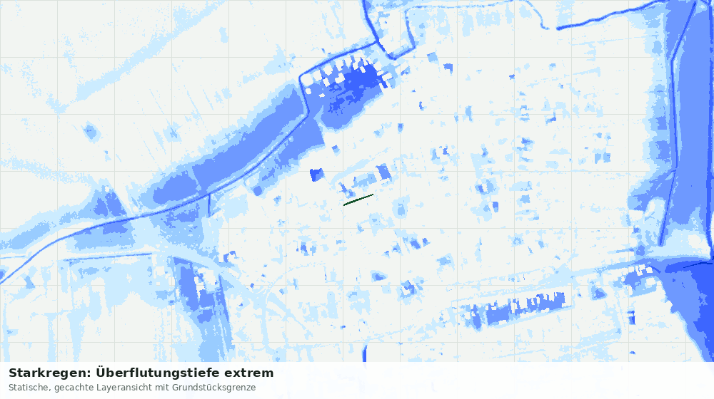 Statische Kartenansicht: Starkregen: Überflutungstiefe extrem