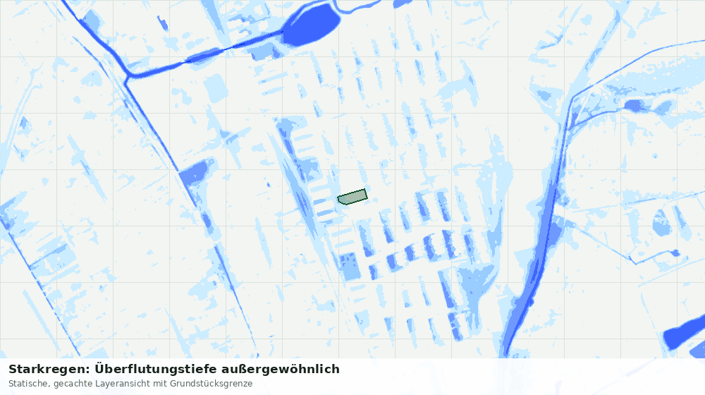 Statische Kartenansicht: Starkregen: Überflutungstiefe außergewöhnlich