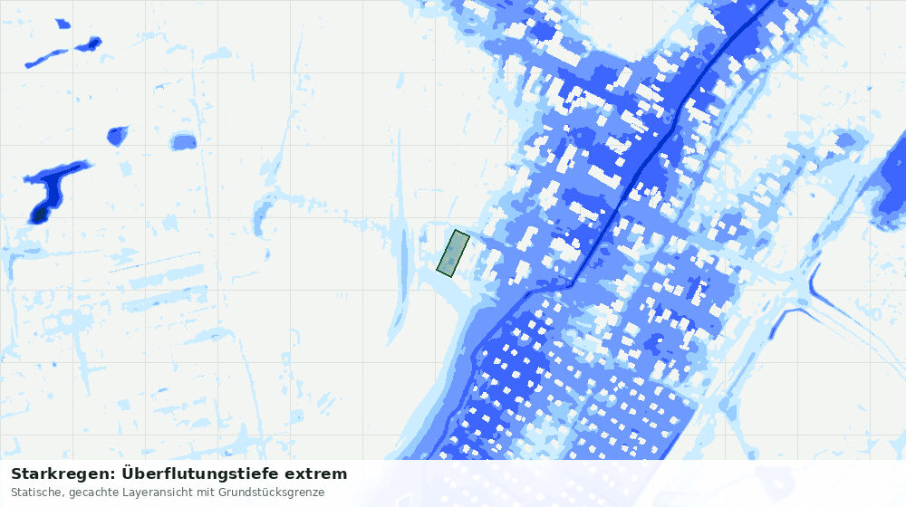 Statische Kartenansicht: Starkregen: Überflutungstiefe extrem