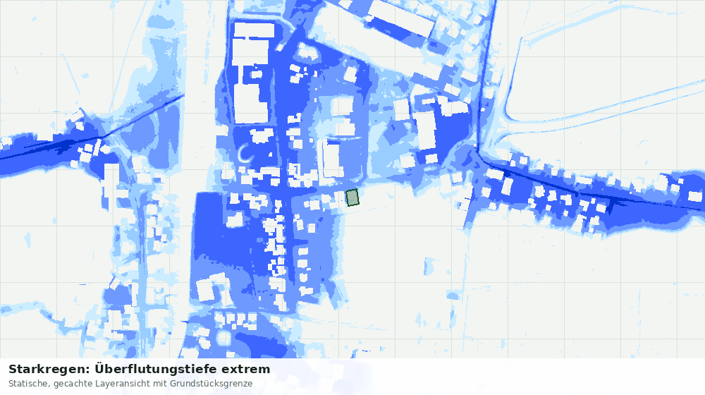 Statische Kartenansicht: Starkregen: Überflutungstiefe extrem
