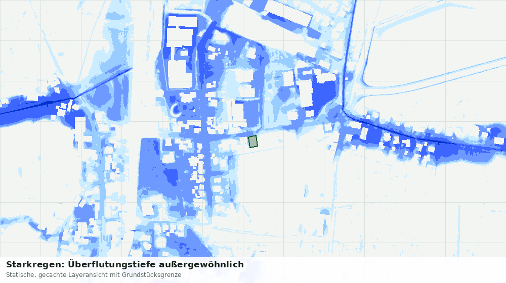 Statische Kartenansicht: Starkregen: Überflutungstiefe außergewöhnlich