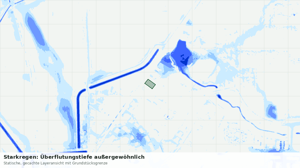 Statische Kartenansicht: Starkregen: Überflutungstiefe außergewöhnlich