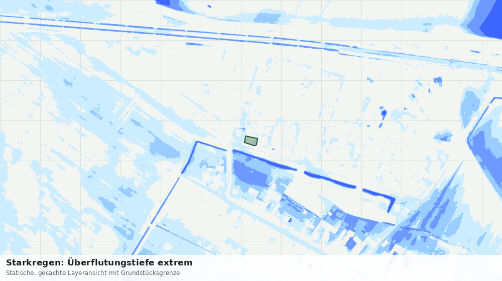 Statische Kartenansicht: Starkregen: Überflutungstiefe extrem