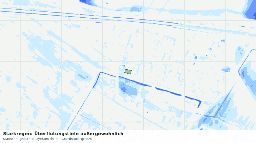 Statische Kartenansicht: Starkregen: Überflutungstiefe außergewöhnlich
