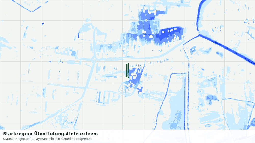 Statische Kartenansicht: Starkregen: Überflutungstiefe extrem