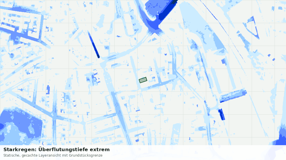 Statische Kartenansicht: Starkregen: Überflutungstiefe extrem