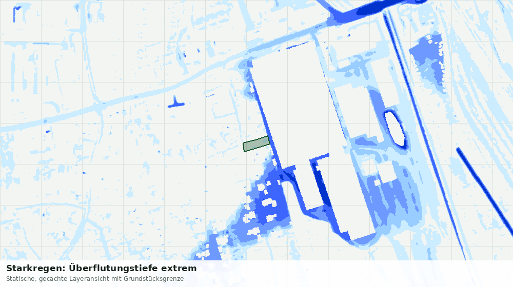 Statische Kartenansicht: Starkregen: Überflutungstiefe extrem