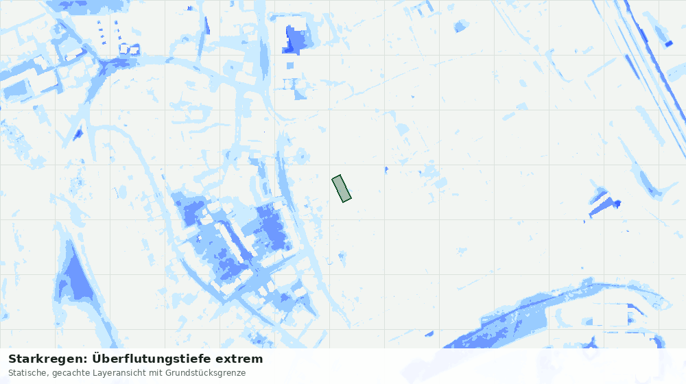 Statische Kartenansicht: Starkregen: Überflutungstiefe extrem