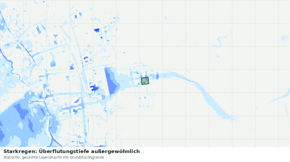 Statische Kartenansicht: Starkregen: Überflutungstiefe außergewöhnlich