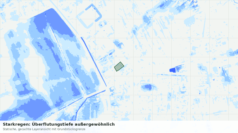 Statische Kartenansicht: Starkregen: Überflutungstiefe außergewöhnlich