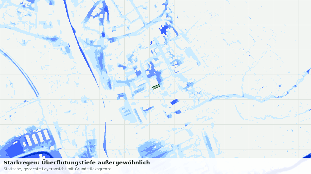 Statische Kartenansicht: Starkregen: Überflutungstiefe außergewöhnlich