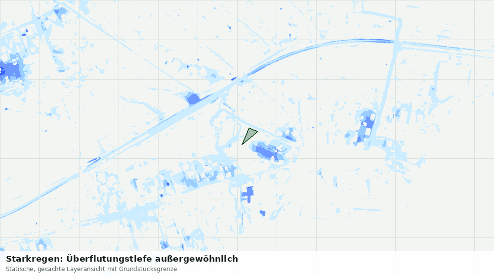 Statische Kartenansicht: Starkregen: Überflutungstiefe außergewöhnlich