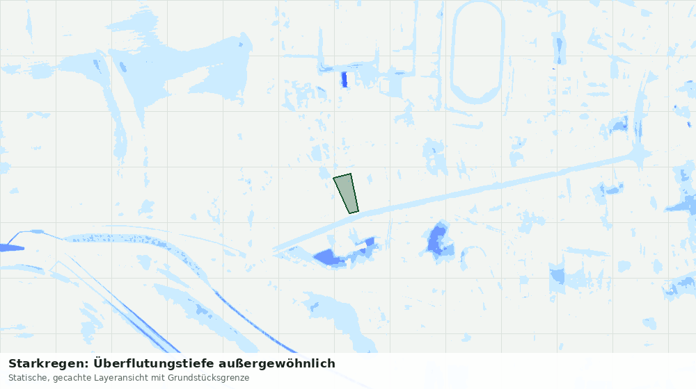 Statische Kartenansicht: Starkregen: Überflutungstiefe außergewöhnlich