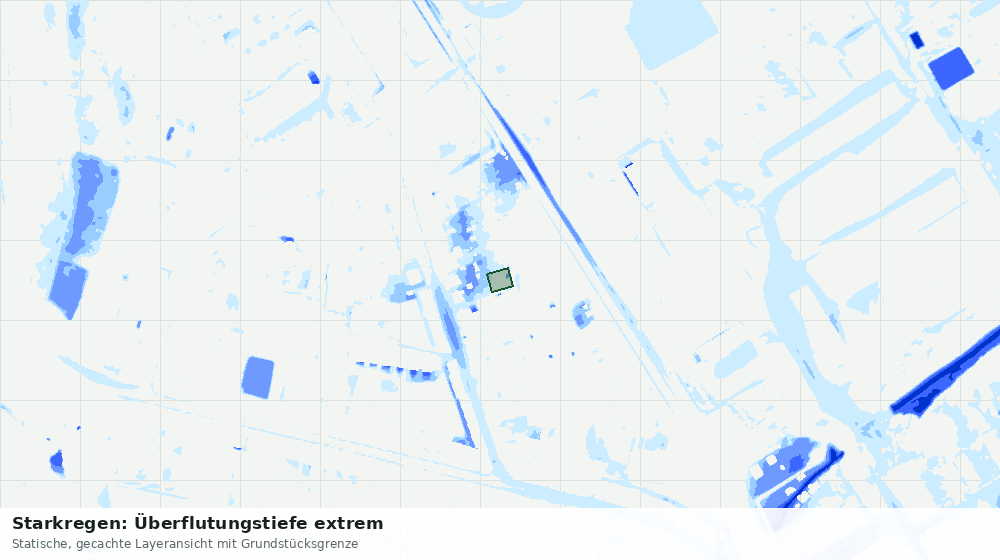 Statische Kartenansicht: Starkregen: Überflutungstiefe extrem