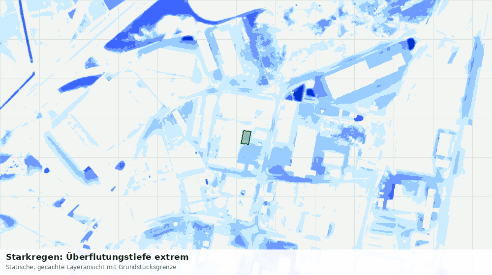 Statische Kartenansicht: Starkregen: Überflutungstiefe extrem