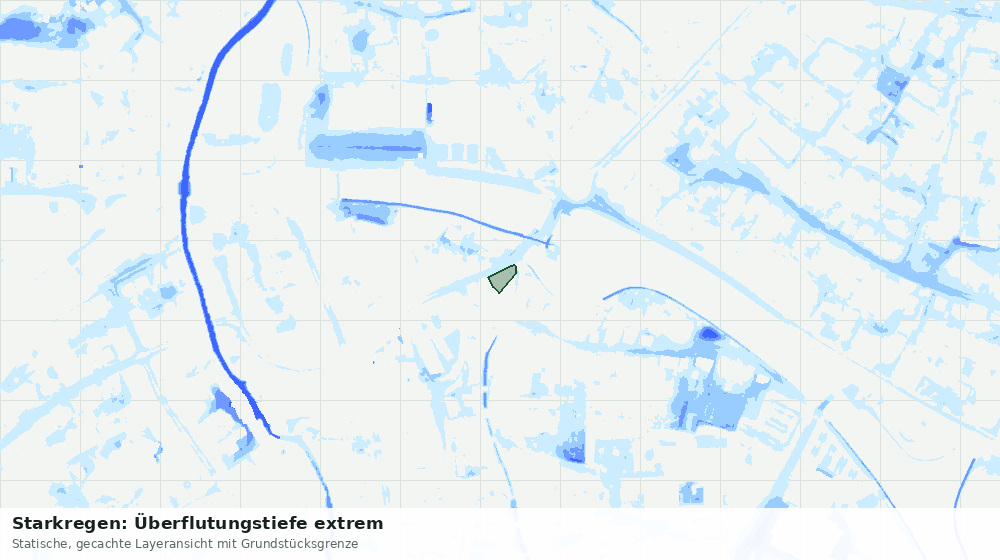 Statische Kartenansicht: Starkregen: Überflutungstiefe extrem