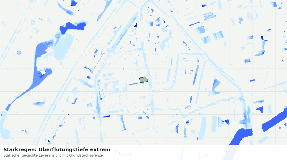 Statische Kartenansicht: Starkregen: Überflutungstiefe extrem