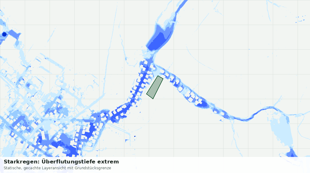 Statische Kartenansicht: Starkregen: Überflutungstiefe extrem