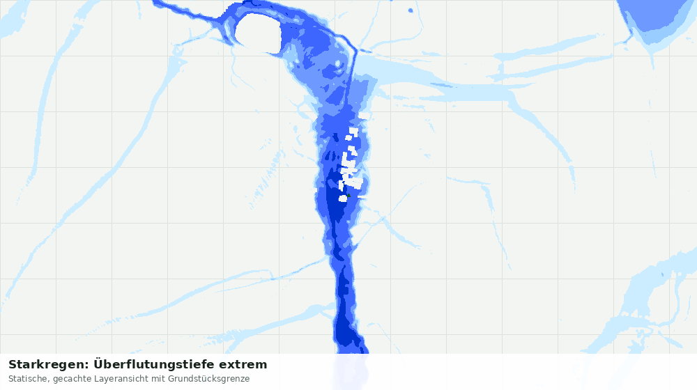Statische Kartenansicht: Starkregen: Überflutungstiefe extrem