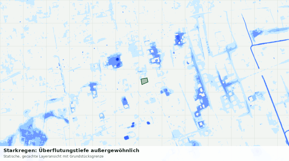 Statische Kartenansicht: Starkregen: Überflutungstiefe außergewöhnlich