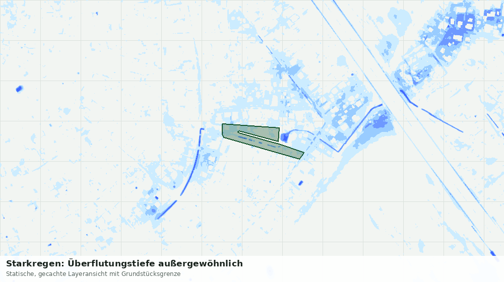 Statische Kartenansicht: Starkregen: Überflutungstiefe außergewöhnlich