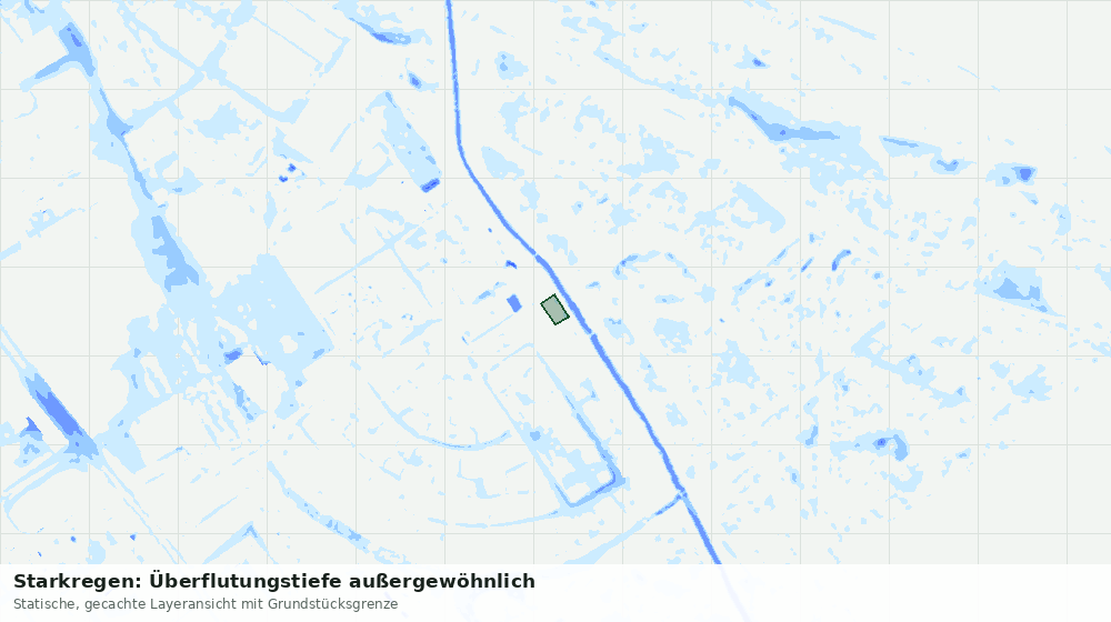 Statische Kartenansicht: Starkregen: Überflutungstiefe außergewöhnlich