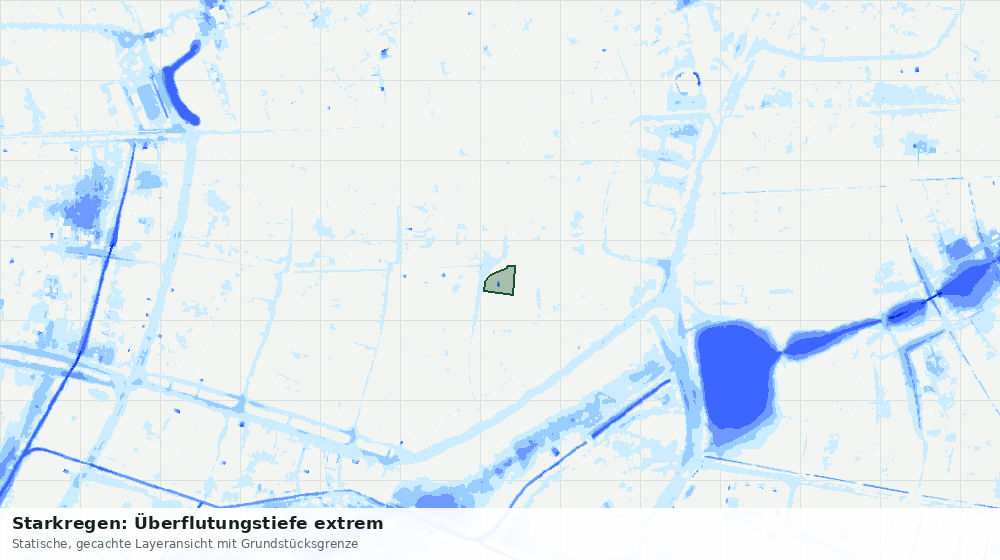 Statische Kartenansicht: Starkregen: Überflutungstiefe extrem