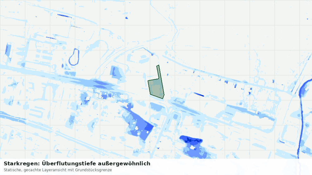Statische Kartenansicht: Starkregen: Überflutungstiefe außergewöhnlich