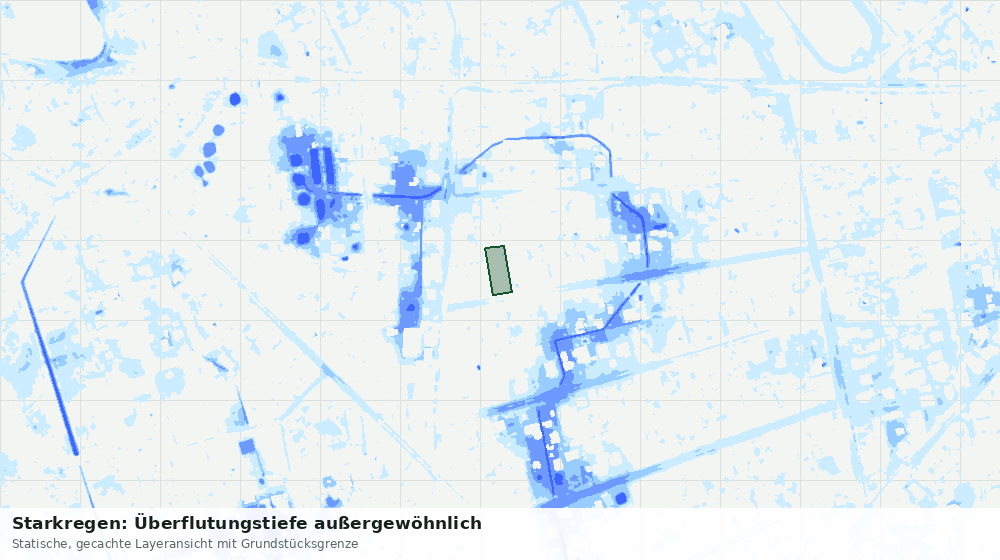 Statische Kartenansicht: Starkregen: Überflutungstiefe außergewöhnlich