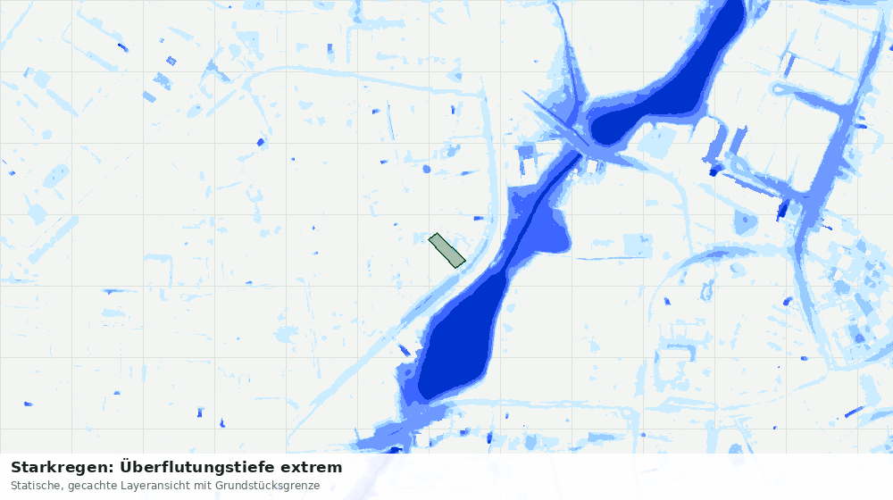 Statische Kartenansicht: Starkregen: Überflutungstiefe extrem