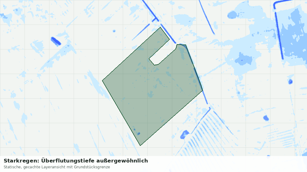 Statische Kartenansicht: Starkregen: Überflutungstiefe außergewöhnlich