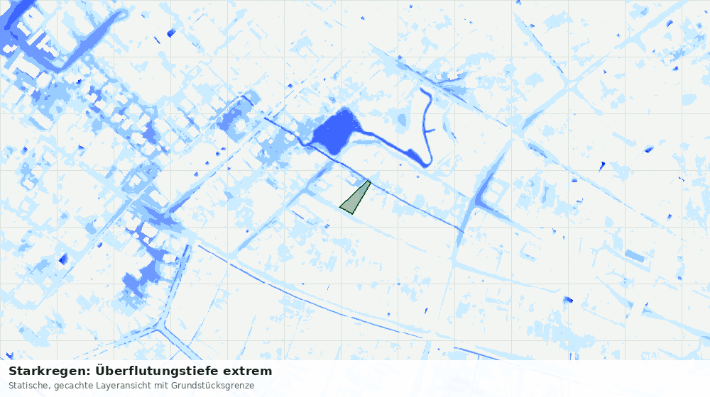Statische Kartenansicht: Starkregen: Überflutungstiefe extrem