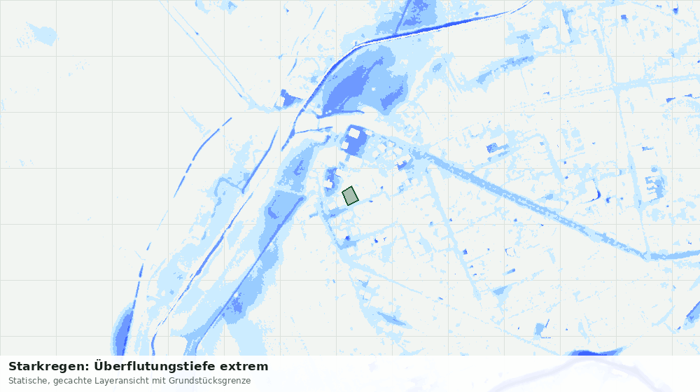 Statische Kartenansicht: Starkregen: Überflutungstiefe extrem