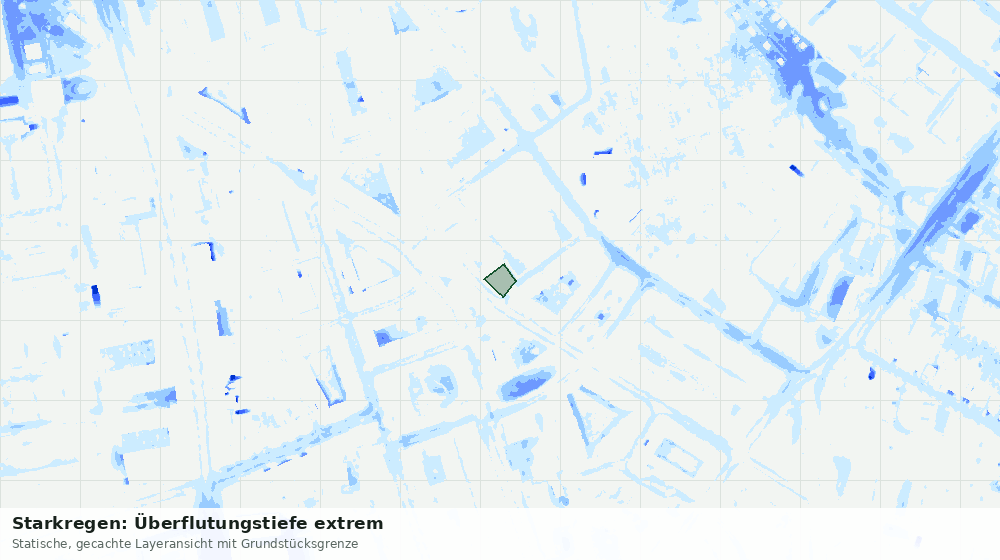 Statische Kartenansicht: Starkregen: Überflutungstiefe extrem
