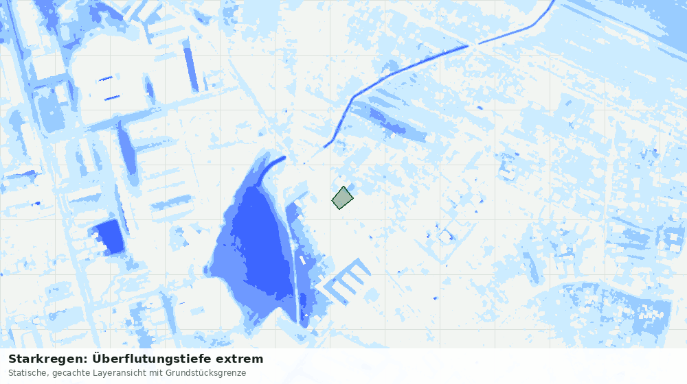 Statische Kartenansicht: Starkregen: Überflutungstiefe extrem