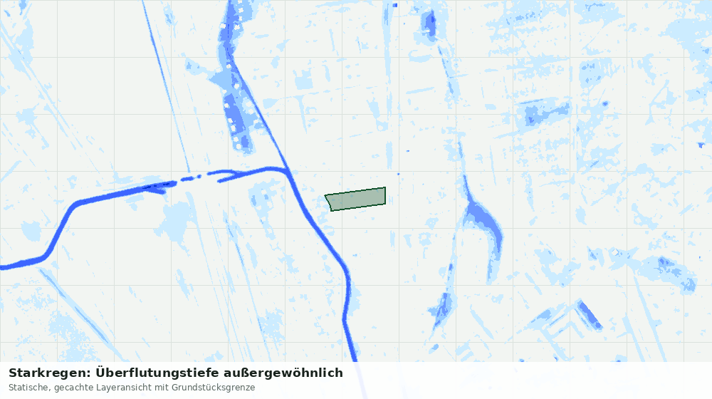 Statische Kartenansicht: Starkregen: Überflutungstiefe außergewöhnlich