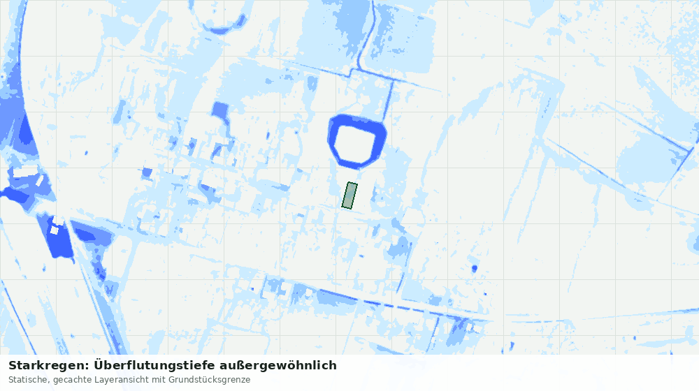 Statische Kartenansicht: Starkregen: Überflutungstiefe außergewöhnlich