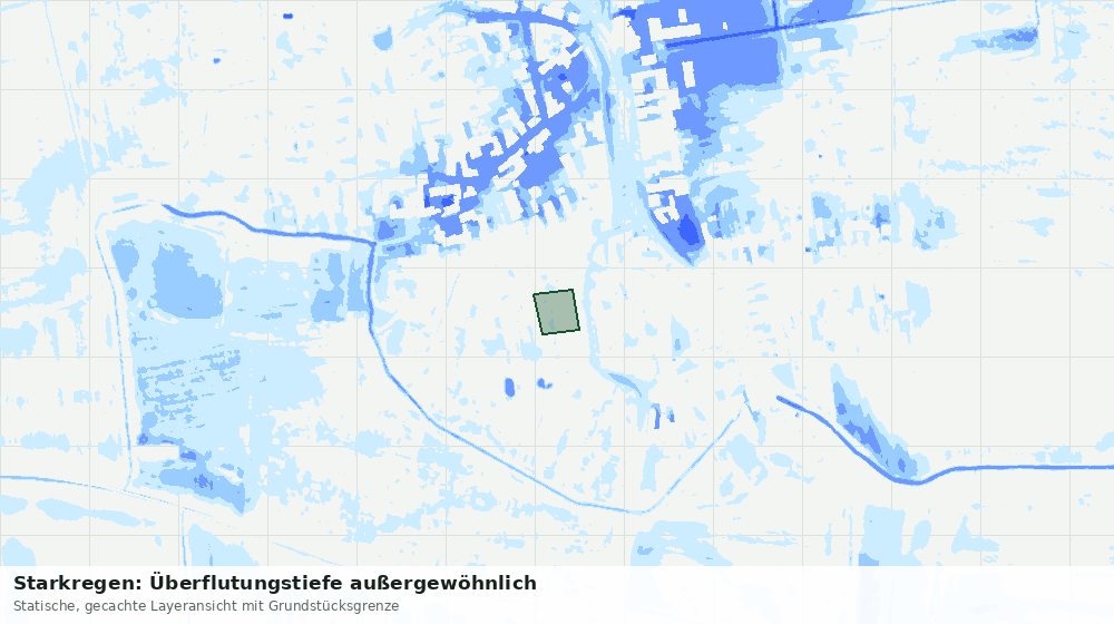 Statische Kartenansicht: Starkregen: Überflutungstiefe außergewöhnlich