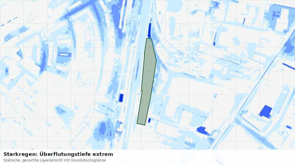 Statische Kartenansicht: Starkregen: Überflutungstiefe extrem