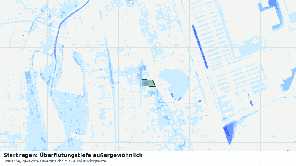 Statische Kartenansicht: Starkregen: Überflutungstiefe außergewöhnlich