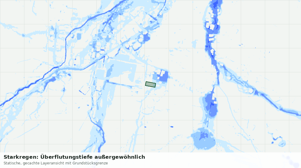 Statische Kartenansicht: Starkregen: Überflutungstiefe außergewöhnlich