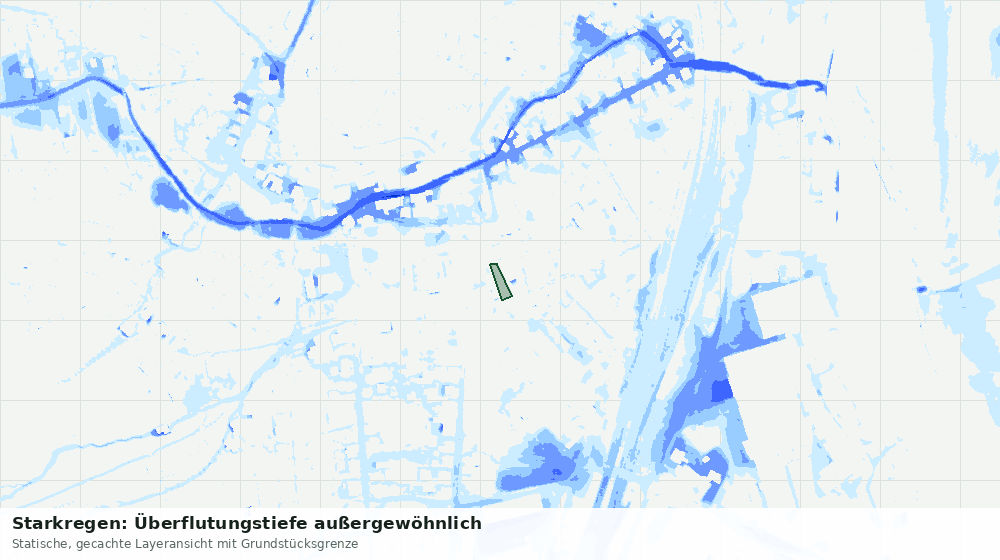 Statische Kartenansicht: Starkregen: Überflutungstiefe außergewöhnlich