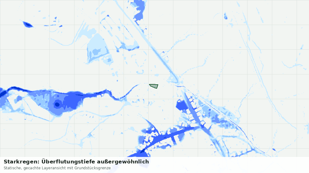 Statische Kartenansicht: Starkregen: Überflutungstiefe außergewöhnlich