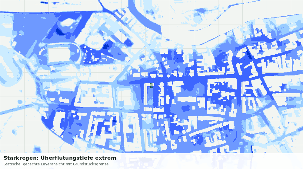 Statische Kartenansicht: Starkregen: Überflutungstiefe extrem