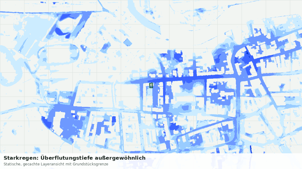 Statische Kartenansicht: Starkregen: Überflutungstiefe außergewöhnlich