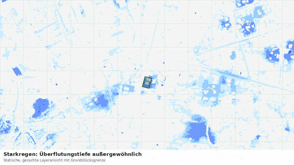 Statische Kartenansicht: Starkregen: Überflutungstiefe außergewöhnlich