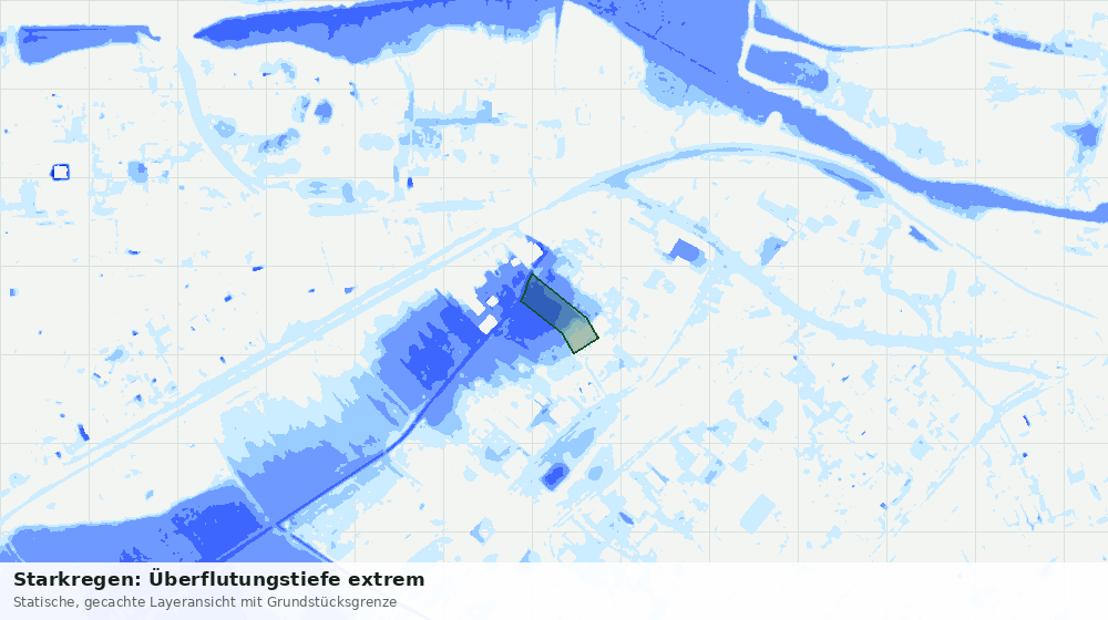 Statische Kartenansicht: Starkregen: Überflutungstiefe extrem