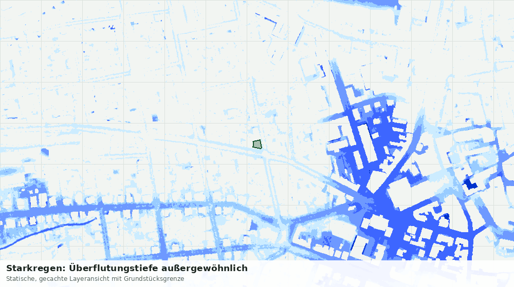 Statische Kartenansicht: Starkregen: Überflutungstiefe außergewöhnlich